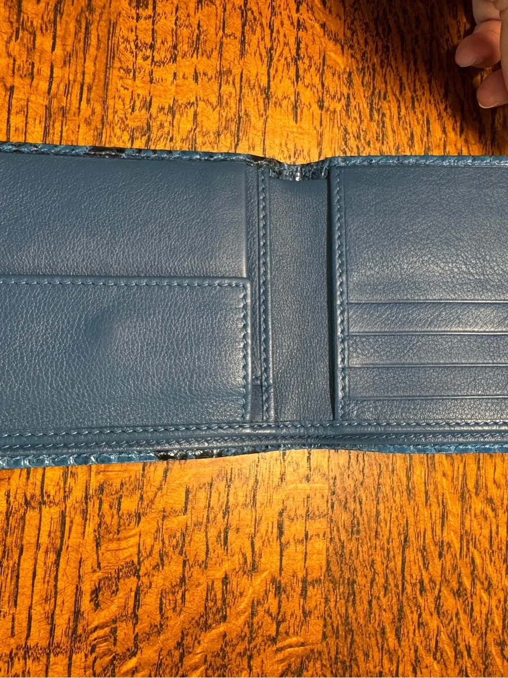 Gucci Blue Python Snakeskin Bi-Fold Card Wallet w/COA and box